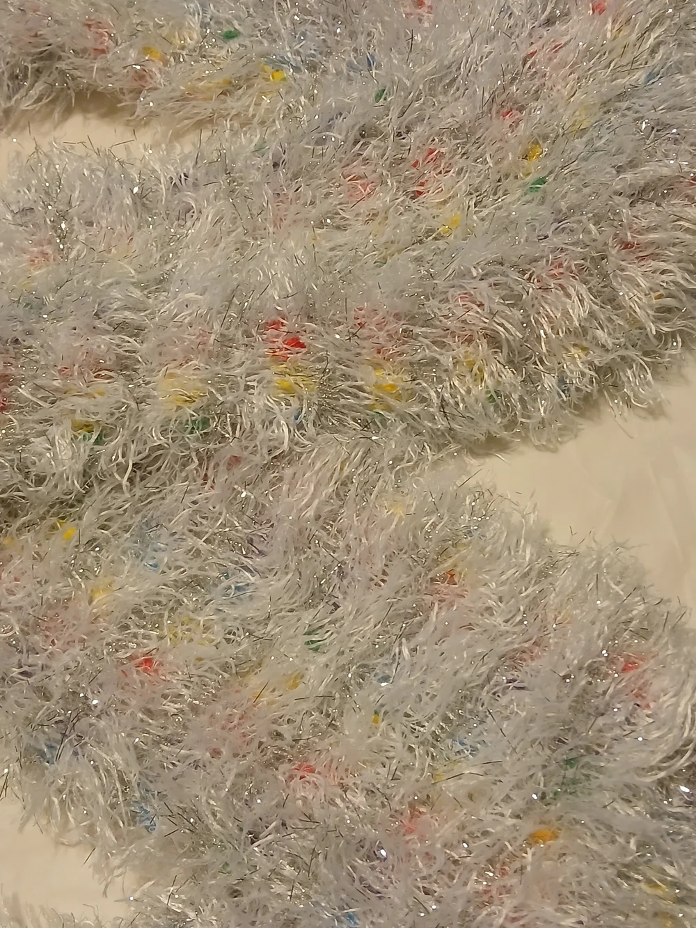 Plush Fuzzy White Multicolor Kids Scarf